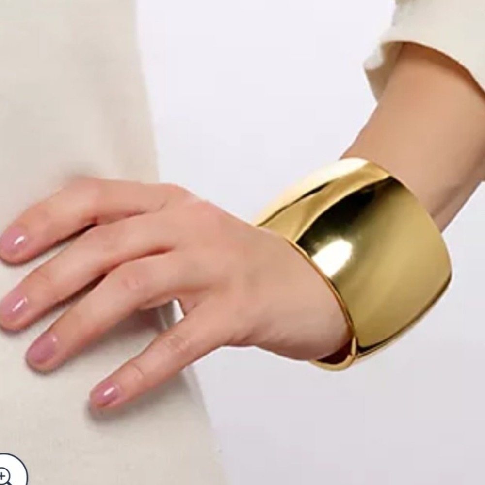 Carla Rockmore 10K Gold Plated Brass Large Hinge Bangle Cuff Bracelet NEW gift